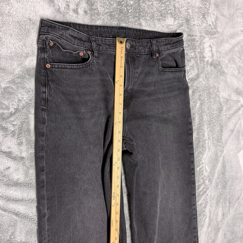 American Eagle Stovepipe Jeans Size 14 Baggy Cuffed Wide Leg Denim Black - Picture 7 of 12